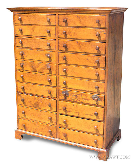 Chest of Drawers, Collector's Chest, 20 Drawers, Tall Chest
New England, 19th Century, angle view